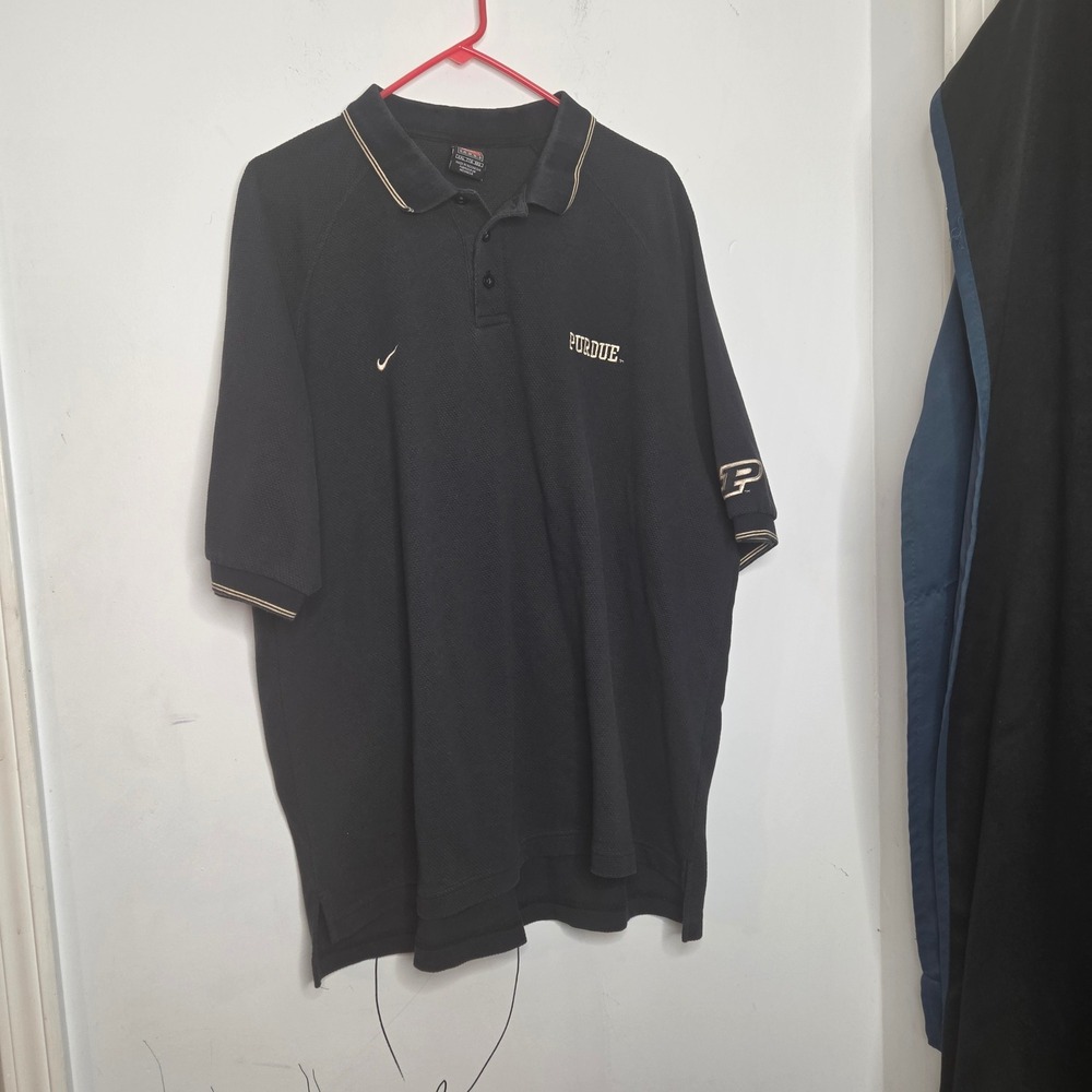 Nike Team Purdue Boilermakers Polo Shirt Mens XXL Black Gold NCAA Athletic Top